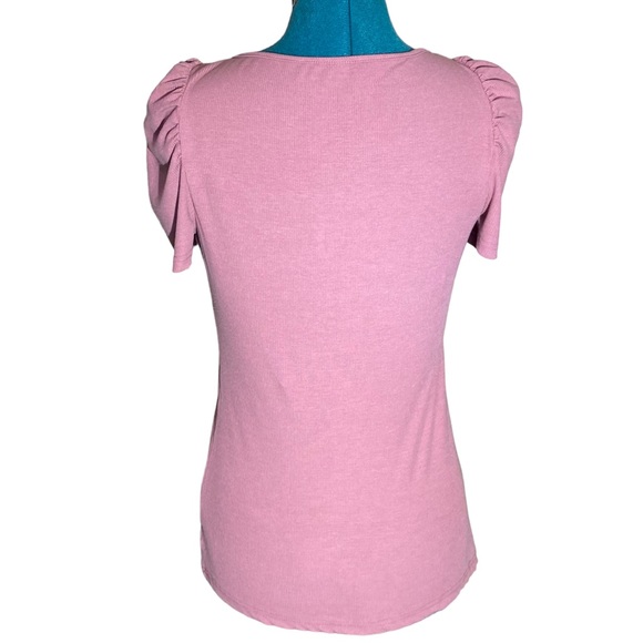 Puff-Sleeve Ribbed Tee - Picture 3 of 6